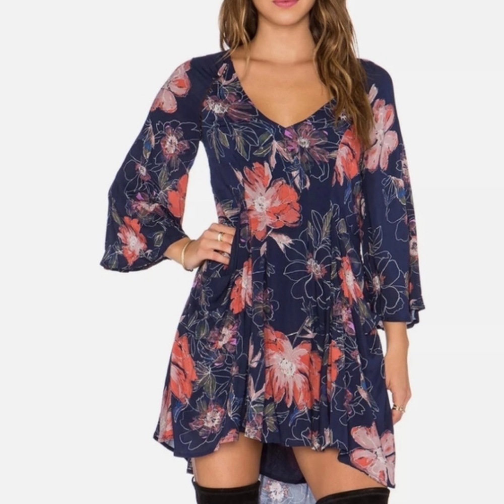 Free people eyes on you floral mini dress L